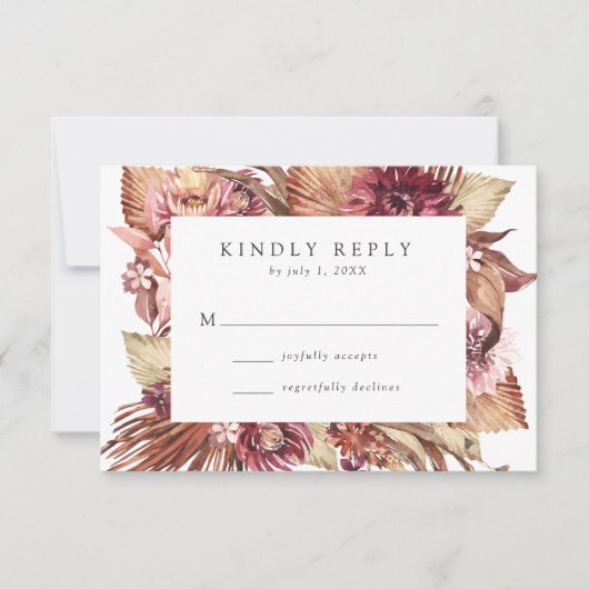 Boho Desert Floral Wedding RSVP Karte (Vorderseite)