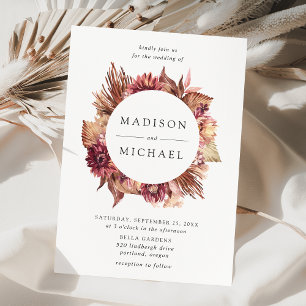 Boho Desert Floral Wreath Wedding Einladung