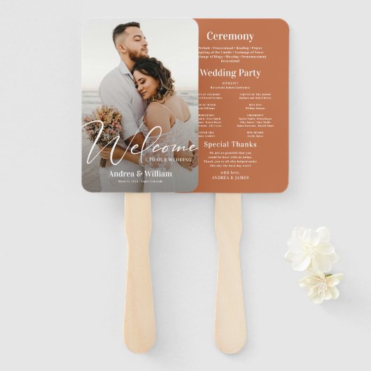 Boho Desert Foto Wedding Program Fächer (Vorne und Hinten)