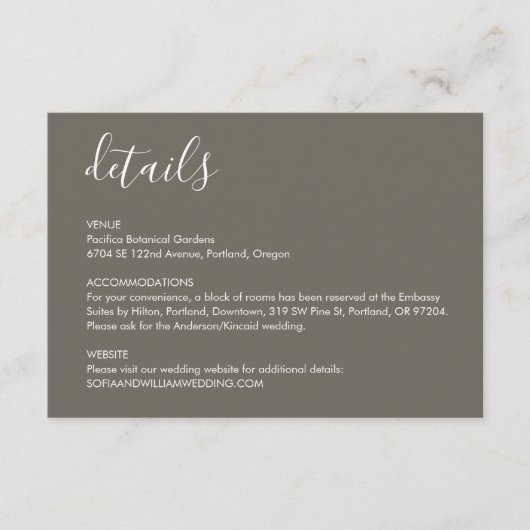 Boho Desert Gray Wedding Details - Eintrittskarte Begleitkarte (Vorderseite)