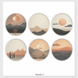 Boho Desert Horizon: Surreal Landscape Round Aufkleber