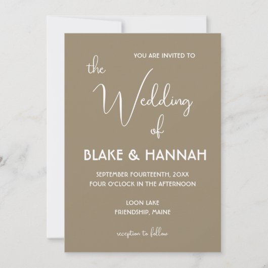 Boho Desert Minimalistisch Wedding Handgeschrieben Einladung (Vorderseite)