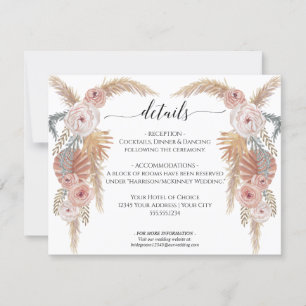 Boho Desert Pampas Grass Floral n Foliage Wedding Einladung
