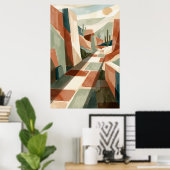 Boho Desert Pathway Sunset, Geometric Arches & Cac Poster (Heimbüro)