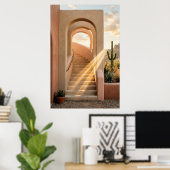 Boho Desert Pink Arches Sunset, Spiral Staircase W Poster (Heimbüro)