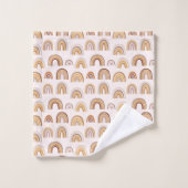 Boho Desert Rainbow Abstrakt Arch Pattern Taupe Badhandtuch Set (Waschlappen)