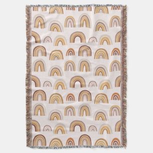 Boho Desert Rainbow Abstrakt Arch Pattern Taupe Decke