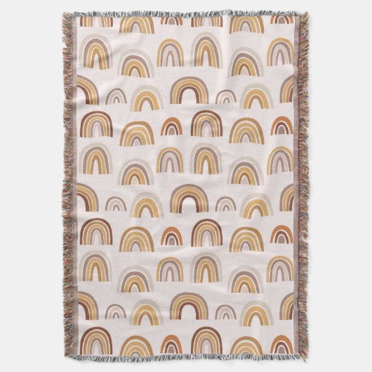 Boho Desert Rainbow Abstrakt Arch Pattern Taupe Decke (Vorderseite Vertikal)