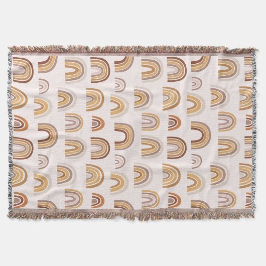 Boho Desert Rainbow Abstrakt Arch Pattern Taupe Decke (Vorderseite)