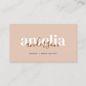 Boho Desert Rose Beige Script QR Code Visitenkarte (Vorderseite)