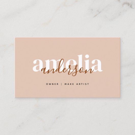 Boho Desert Rose Beige Script QR Code Visitenkarte (Vorderseite)