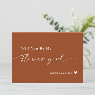 Boho Desert Rust Script Flower Girl Vorschlag Card Einladung