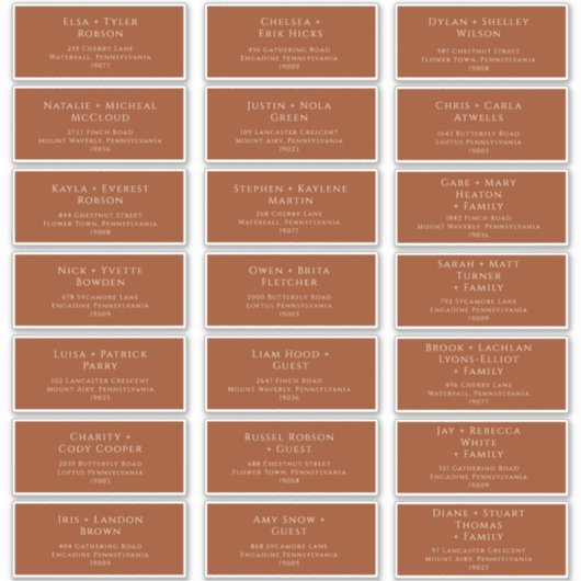 Boho Desert | Rust Wedding Guest Address Labels (Vorderseite)