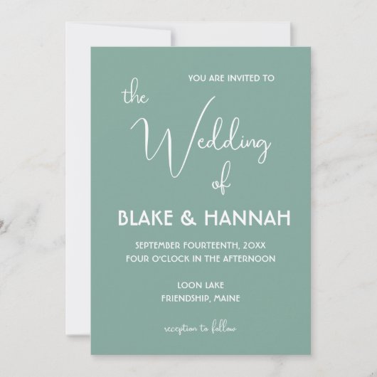 Boho Desert Sage Green Minimalistisch Wedding Einladung (Vorderseite)