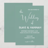 Boho Desert Sage Green Minimalistisch Wedding Einladung (Vorne/Hinten)