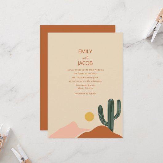 Boho Desert Simple Wedding Einladung (Vorderseite/Rückseite Beispiel)