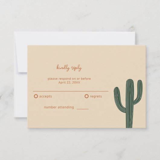 Boho Desert Simple Wedding RSVP Karte (Vorderseite)