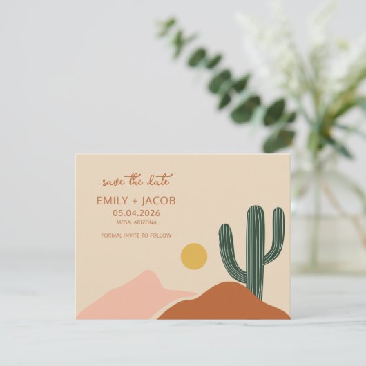 Boho Desert Simple Wedding Save the Date (Stehend Vorderseite)