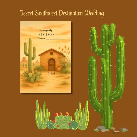 Boho Desert Southwest Terracotta Wedding RSVP Karte