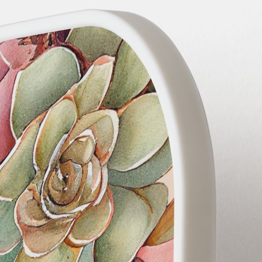 Boho Desert Succulent Cactus Monogram Pickleball Schläger (Linke Seite)