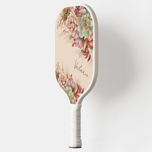 Boho Desert Succulent Cactus Monogram Pickleball Schläger (Links)