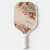 Boho Desert Succulent Cactus Monogram Pickleball Schläger (Vorderseite)