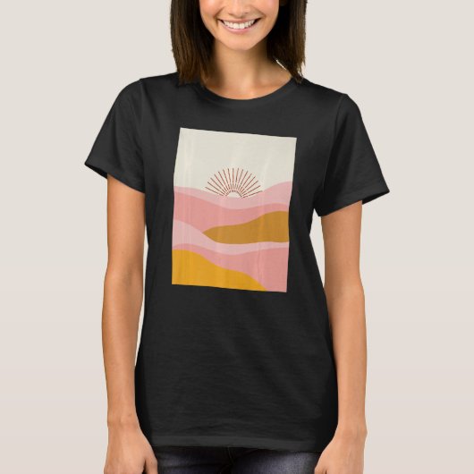 Boho Desert Sun Sunset Waves in Pink, Orange and C T-Shirt (Vorderseite)