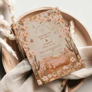 Boho Desert Sunset Cactus Wedding Einladung