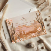 Boho Desert Sunset Cactus Wedding RSVP Karte