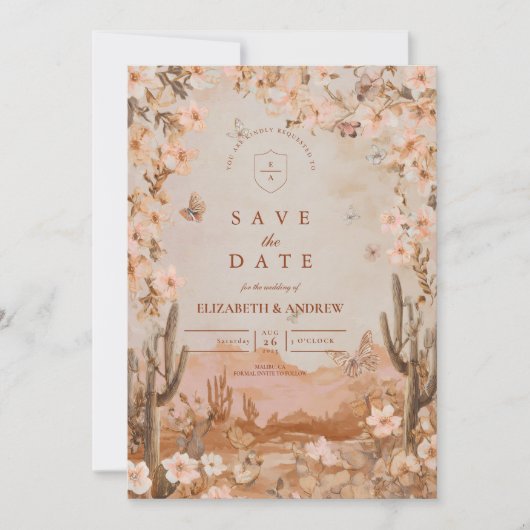 Boho Desert Sunset Cactus Wedding Save The Date (Vorderseite)