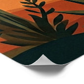 Boho Desert Sunset Dunes with Cactus & Flying Bird Poster (Ecke)