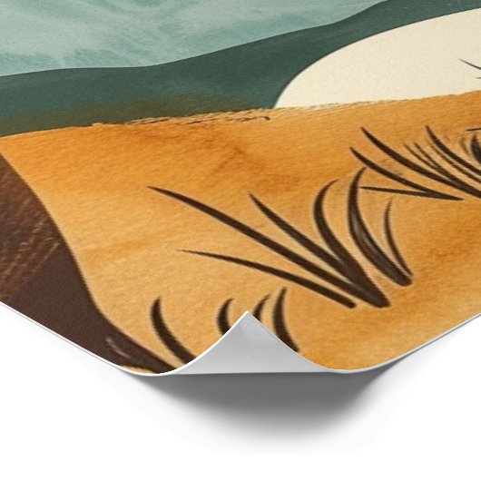 Boho Desert Sunset Landscape Wall Art Print Poster (Ecke)