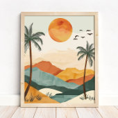 Boho Desert Sunset Landscape Wall Art Print Poster