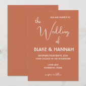 Boho Desert Terracotta Minimalistisch Wedding Einladung (Vorne/Hinten)