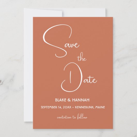 Boho Desert Terracotta Save the Date Minimalistisc Einladung (Vorderseite)