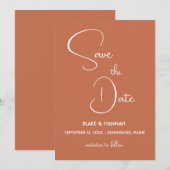 Boho Desert Terracotta Save the Date Minimalistisc Einladung (Vorne/Hinten)