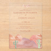 Boho Desert Wedding Acryleinladungen (Vorderseite)