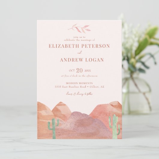 Boho Desert Wedding Einladung (Stehend Vorderseite)