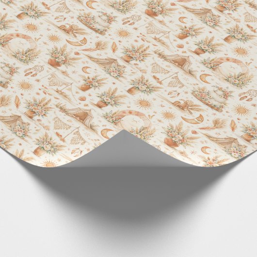 Boho Desert Wedding Watercolor Pattern Geschenkpapier (Ecke)