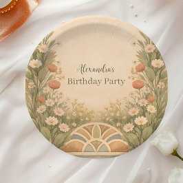 Boho Desert Wildflower Birthday Pappteller