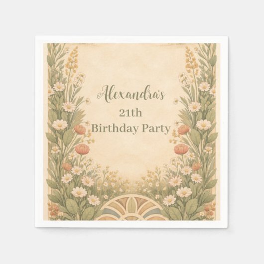 Boho Desert Wildflower Birthday Serviette (Vorderseite)