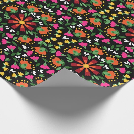 Boho Design Bold Color Floral Geschenkpapier (Ecke)