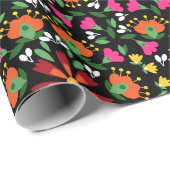 Boho Design Bold Color Floral Geschenkpapier (Rolleneckpunkt)