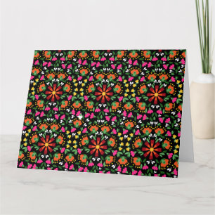 Boho Design Bold Color Floral Karte