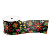 Boho Design Bold Color Floral Satinband (Spule)