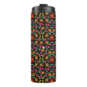 Boho Design Bold Color Floral Thermosbecher
