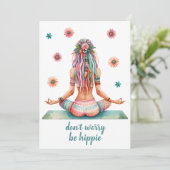 Boho Design- Frau mit Dreadlocks- Meditation-  Einladung (Stehend Vorderseite)