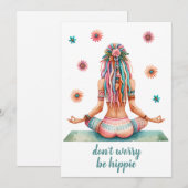 Boho Design- Frau mit Dreadlocks- Meditation-  Einladung (Vorne/Hinten)