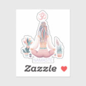Boho Design- Frau mit Dreadlocks- Meditation- OM Aufkleber (Blatt)