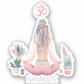 Boho Design- Frau mit Dreadlocks- Meditation- OM Aufkleber (Vorderseite)
